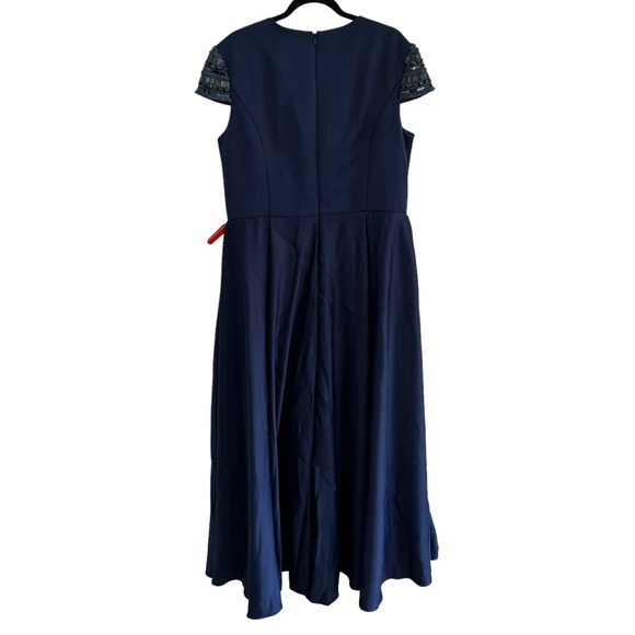 Ieena for Mac Duggal Elegant Hand-Beaded Cap Sleeve A-Line Gown in Navy 25947 16 - Picture 6 of 11